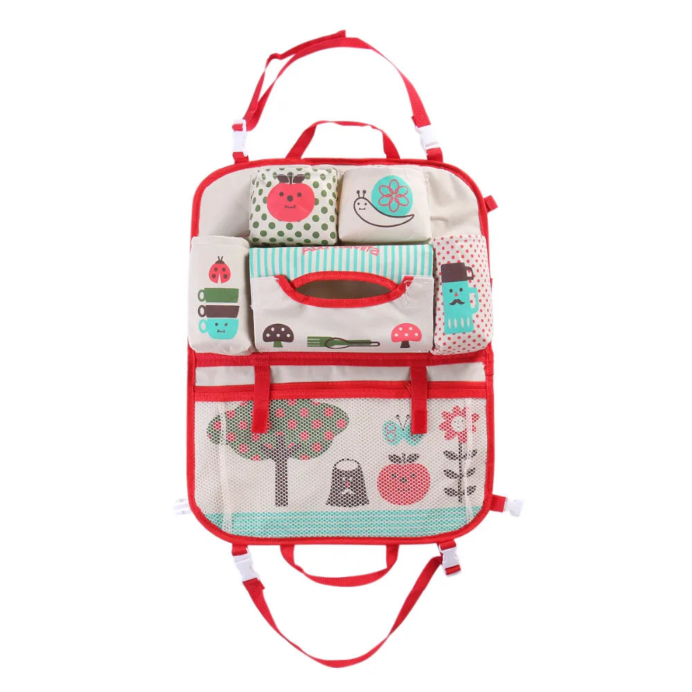 Cartoon Baby Car Seat Back Storage Bag | Large Capacity Toddler Organizer