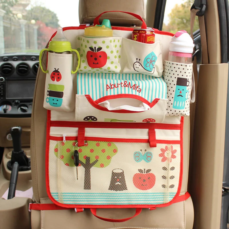 Cartoon Lion Car Seat Back Organizer - Multi-Pocket Travel Bag for Kids