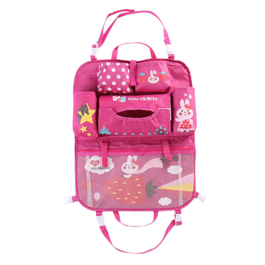 Cartoon Baby Car Seat Back Storage Bag | Large Capacity Toddler Organizer