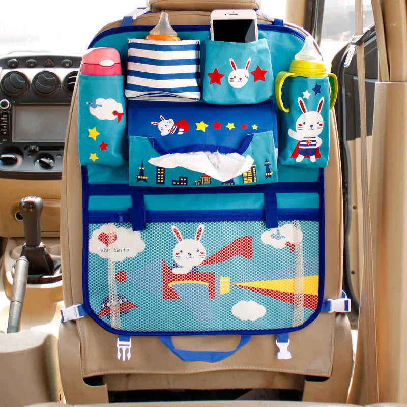 Cartoon Lion Car Seat Back Organizer - Multi-Pocket Travel Bag for Kids
