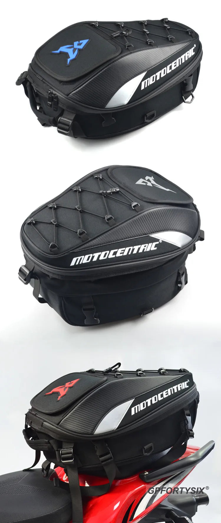 37L Motorcycle Tail Bag Waterproof Rear Seat Backpack Helmet Storage expandable