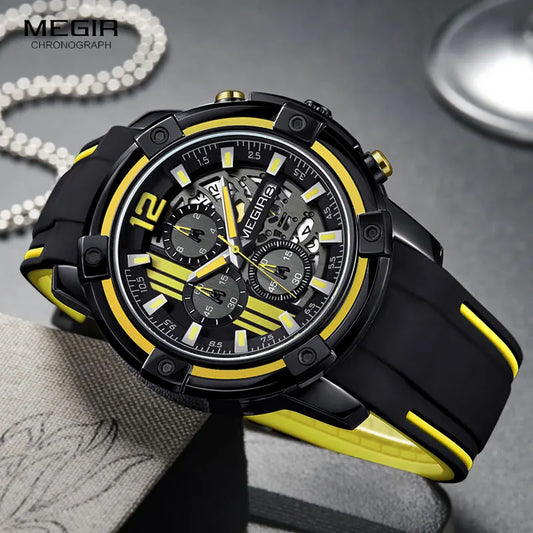 MEGIR Men's Sport Chronograph Watch – Waterproof, Luminous, Silicone Strap