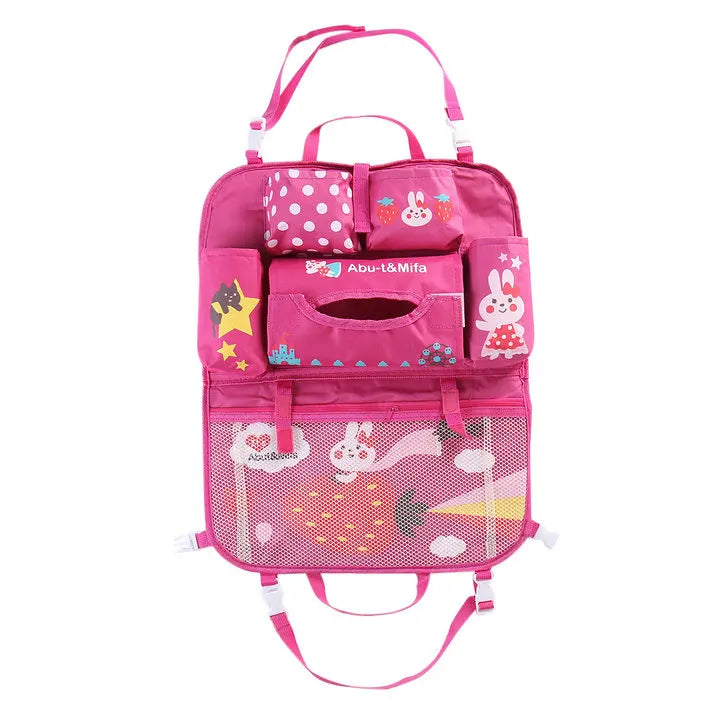 Cartoon Baby Car Seat Back Storage Bag | Large Capacity Toddler Organizer