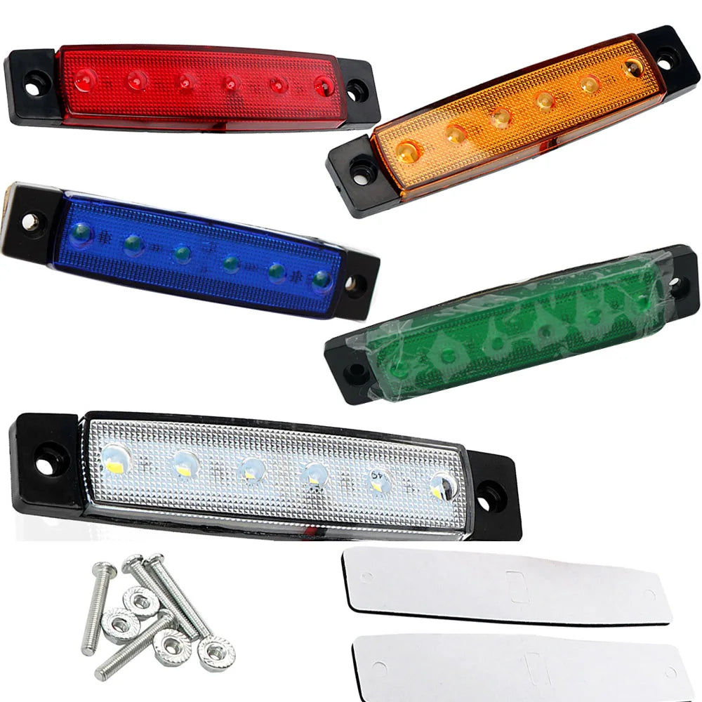 10PCS LED Side Marker Lights 6 SMD 12V/24V Car Truck Trailer Turn Signal Lamp