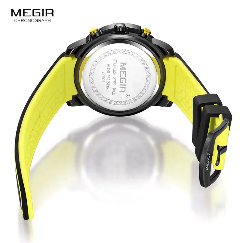 MEGIR Men's Sport Chronograph Watch – Waterproof, Luminous, Silicone Strap