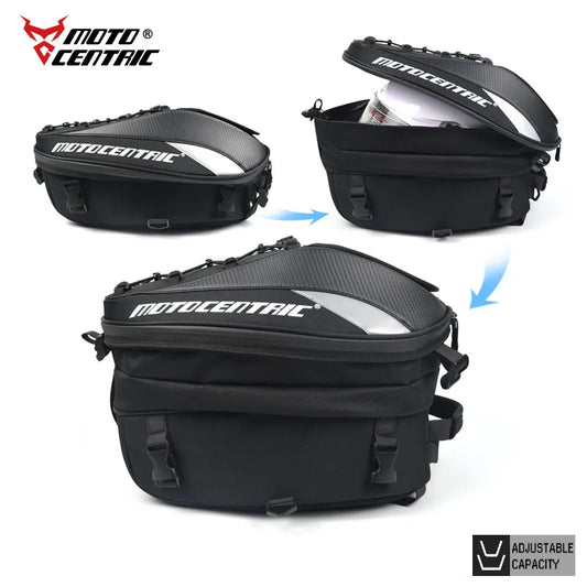 37L Motorcycle Tail Bag Waterproof Rear Seat Backpack Helmet Storage expandable