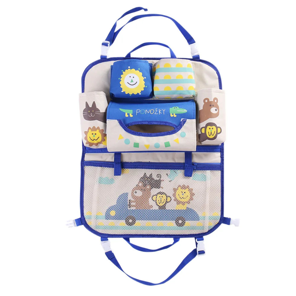 Cartoon Baby Car Seat Back Storage Bag | Large Capacity Toddler Organizer