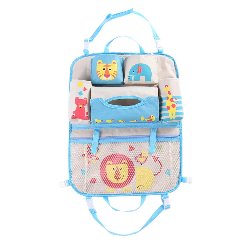 Cartoon Baby Car Seat Back Storage Bag | Large Capacity Toddler Organizer