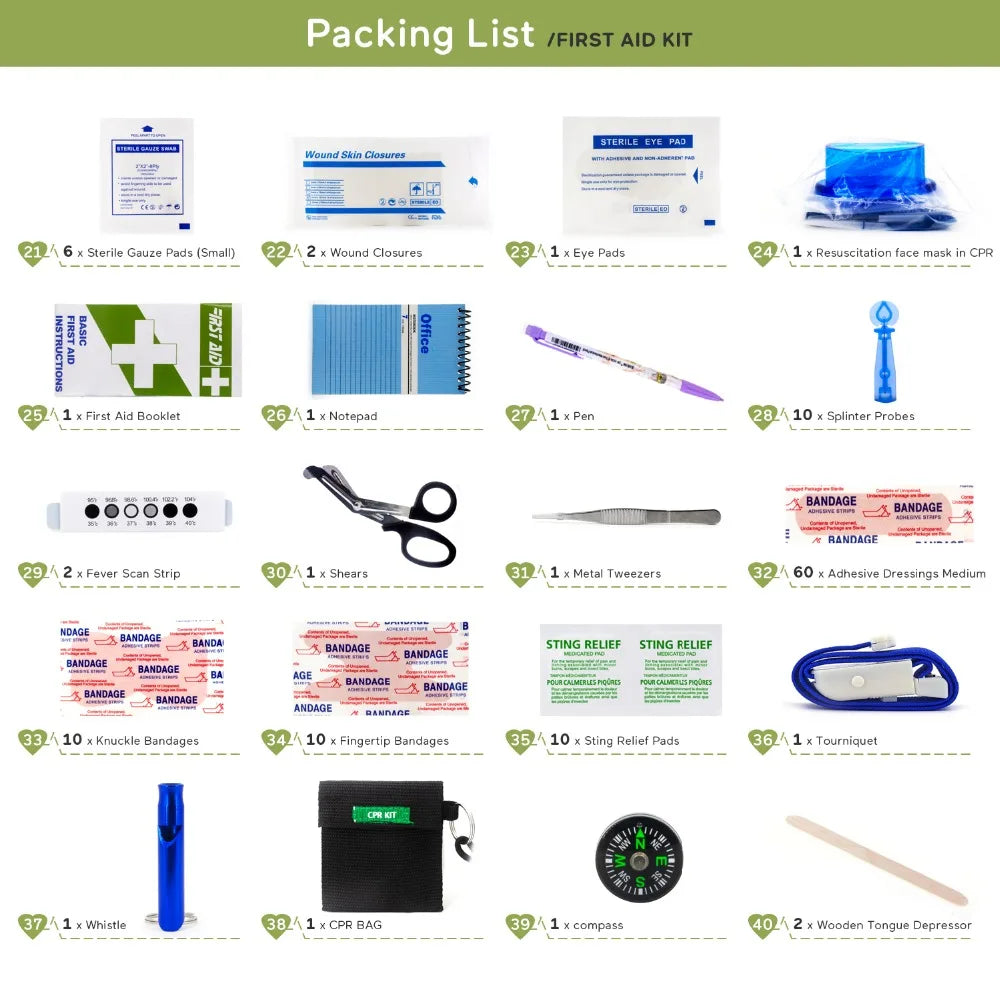 255pcs First Aid Kit Emergency Medical Bag, Cpr kit, Home, Car, Camping, Outdoor