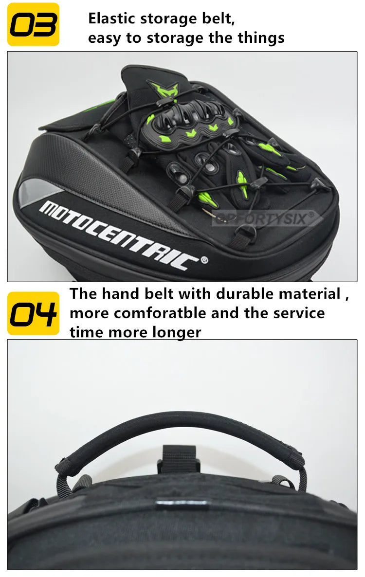 37L Motorcycle Tail Bag Waterproof Rear Seat Backpack Helmet Storage expandable