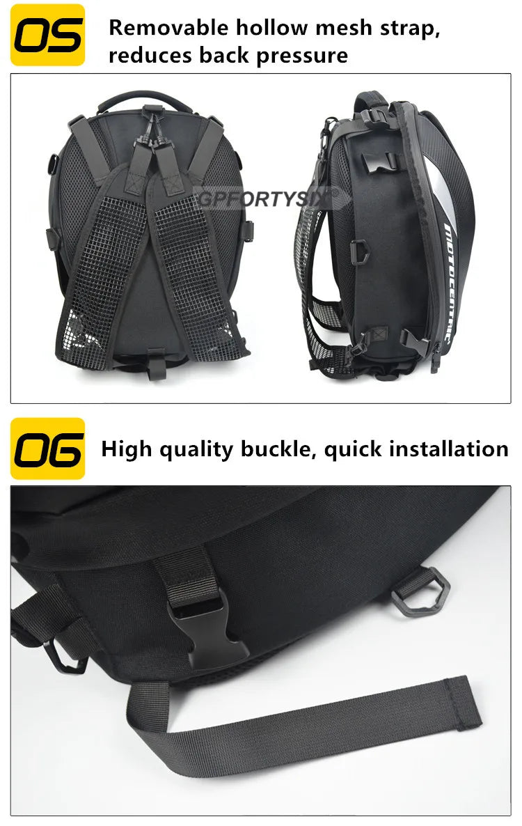 37L Motorcycle Tail Bag Waterproof Rear Seat Backpack Helmet Storage expandable
