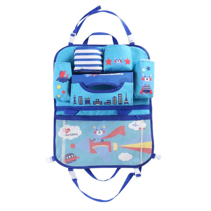 Cartoon Baby Car Seat Back Storage Bag | Large Capacity Toddler Organizer