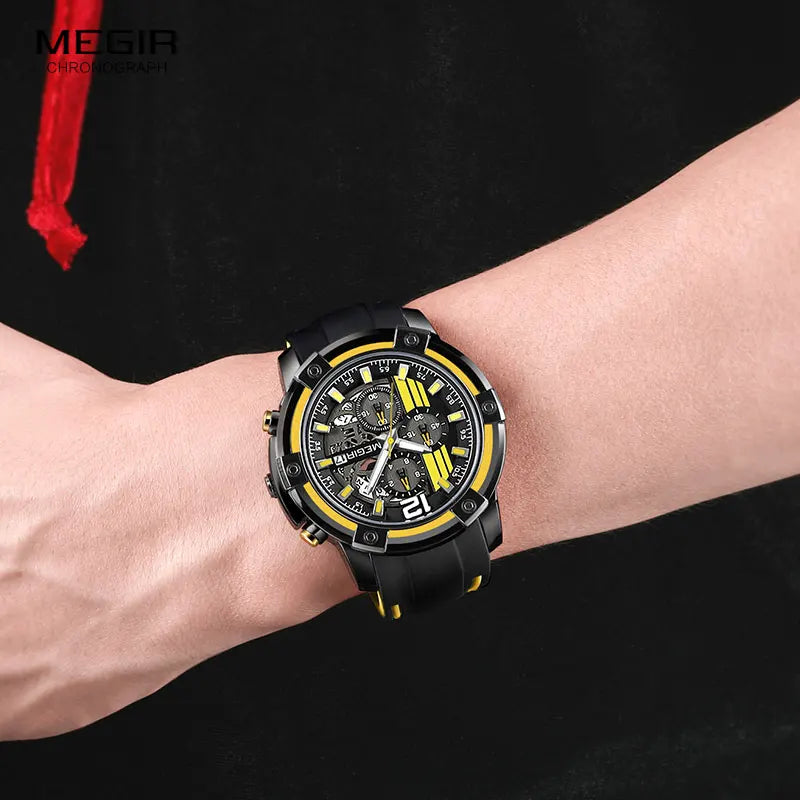 MEGIR Men's Sport Chronograph Watch – Waterproof, Luminous, Silicone Strap