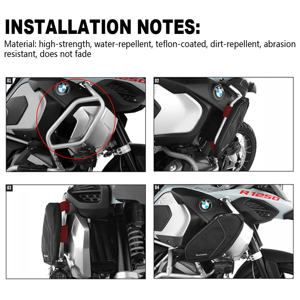 BMW R1250GS Adventure Frame Crash Bars Waterproof Bags Travel Tool Repair Kit