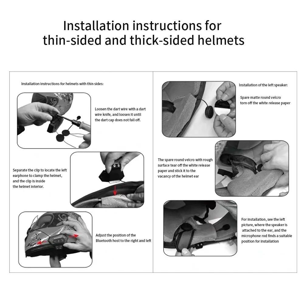 BT12 Bluetooth Motorcycle Helmet Headset Wireless Handsfree Music & Calls