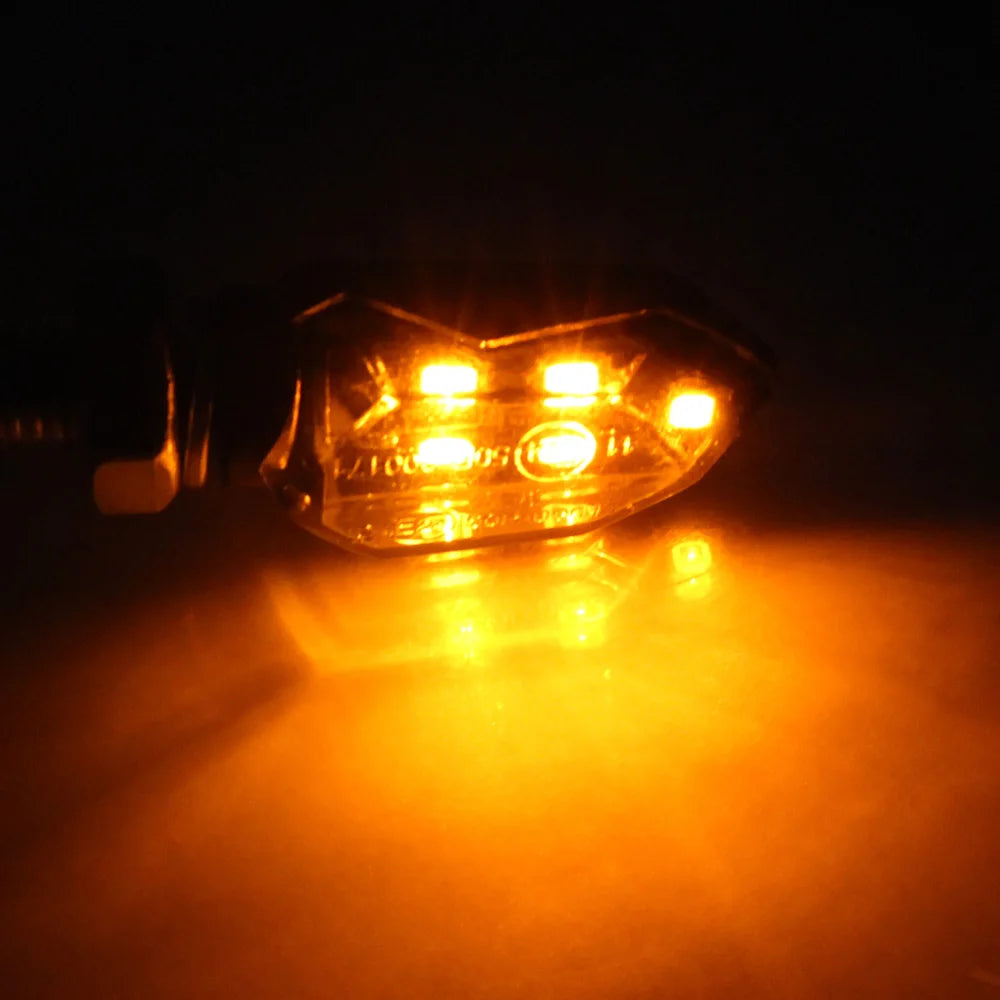 LED Turn Signal Lights 2pcs Amber Motorcycle Mini Indicators Blinker 12V Universal