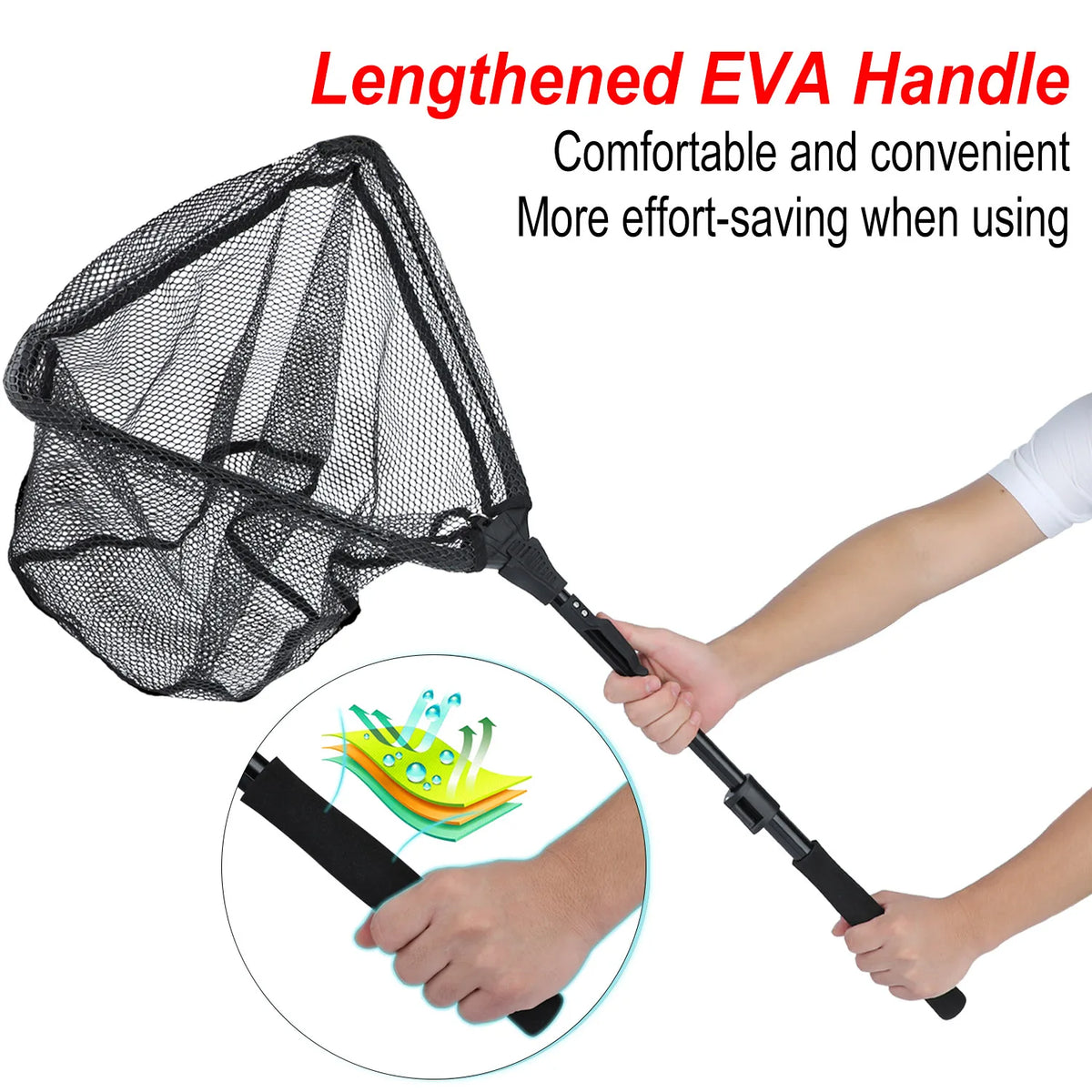 65-112cm options, Folding Telescopic Fishing Landing Net, Retractable Scoop