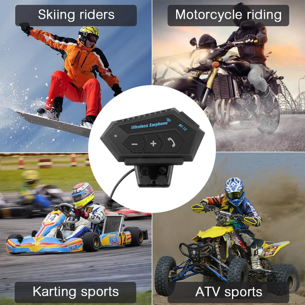 BT12 Bluetooth Motorcycle Helmet Headset Wireless Handsfree Music & Calls