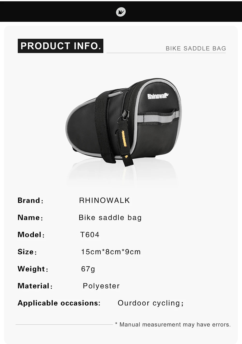Rhinowalk Waterproof 1.5L / 2.5L Bike Saddle Bag MTB Rear Seat Tail Pouch Tools