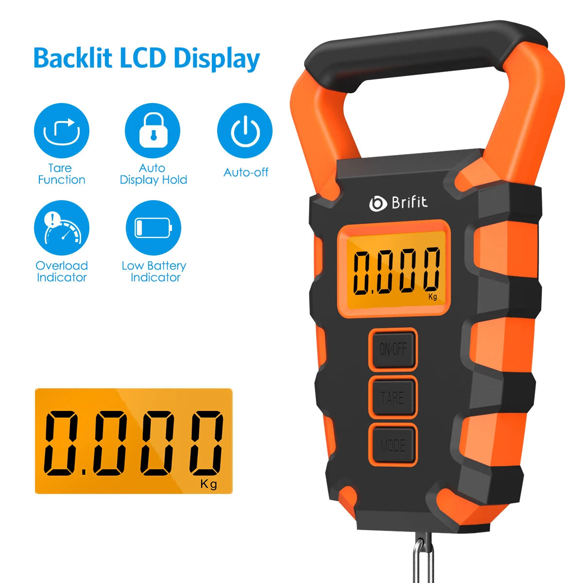 50KG Digital Fishing Scale with Ruler, Portable Luggage Weighing Scale, LCD