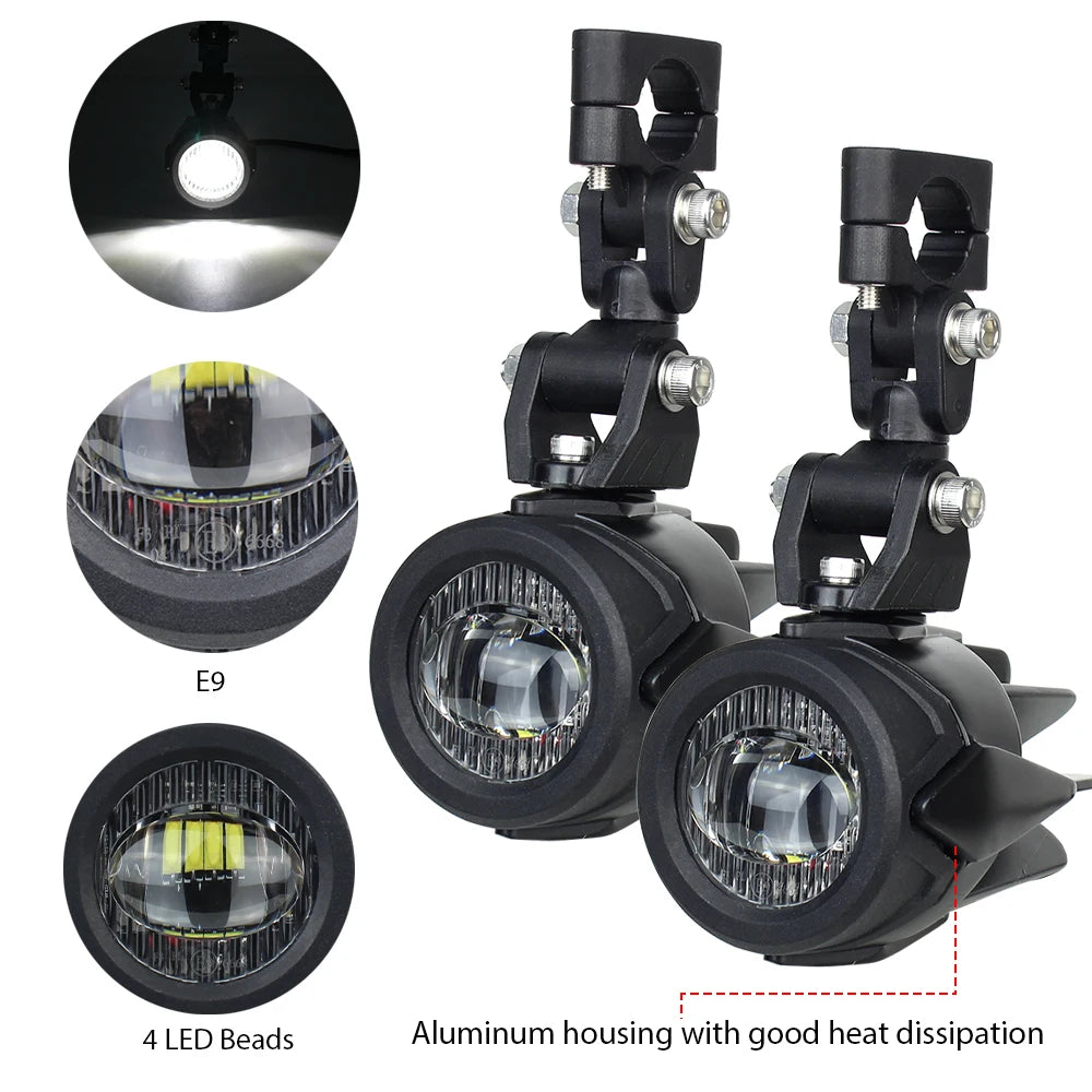 Universal LED Auxiliary spot Fog Lights for Adventure Riders - Boost Visibility