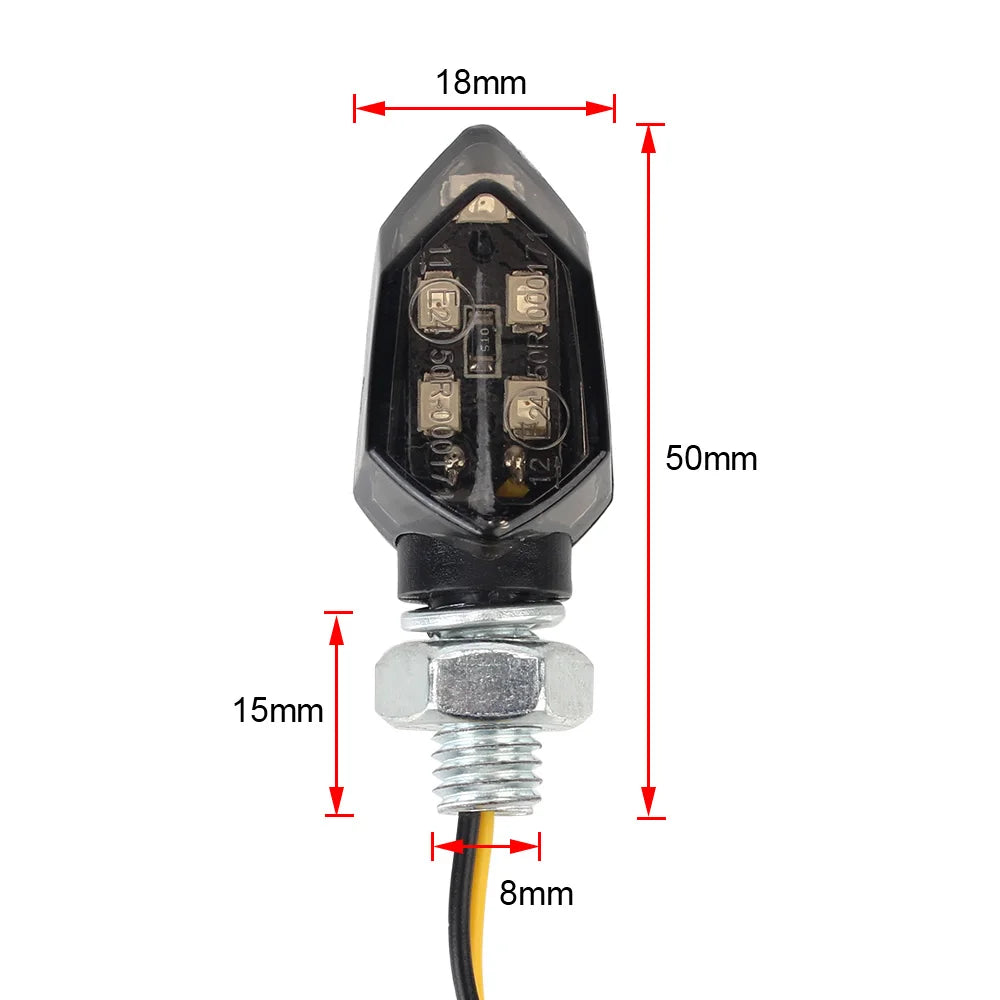 LED Turn Signal Lights 2pcs Amber Motorcycle Mini Indicators Blinker 12V Universal