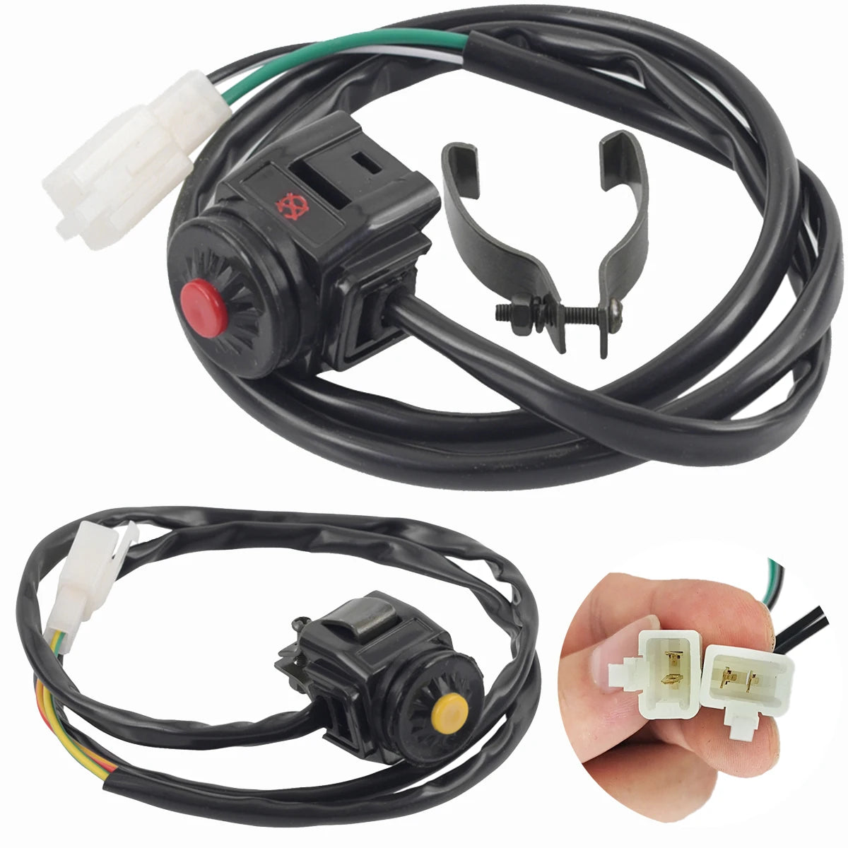 Universal 12V Motorcycle Kill Switch Push Button Horn Starter for 22mm Bars