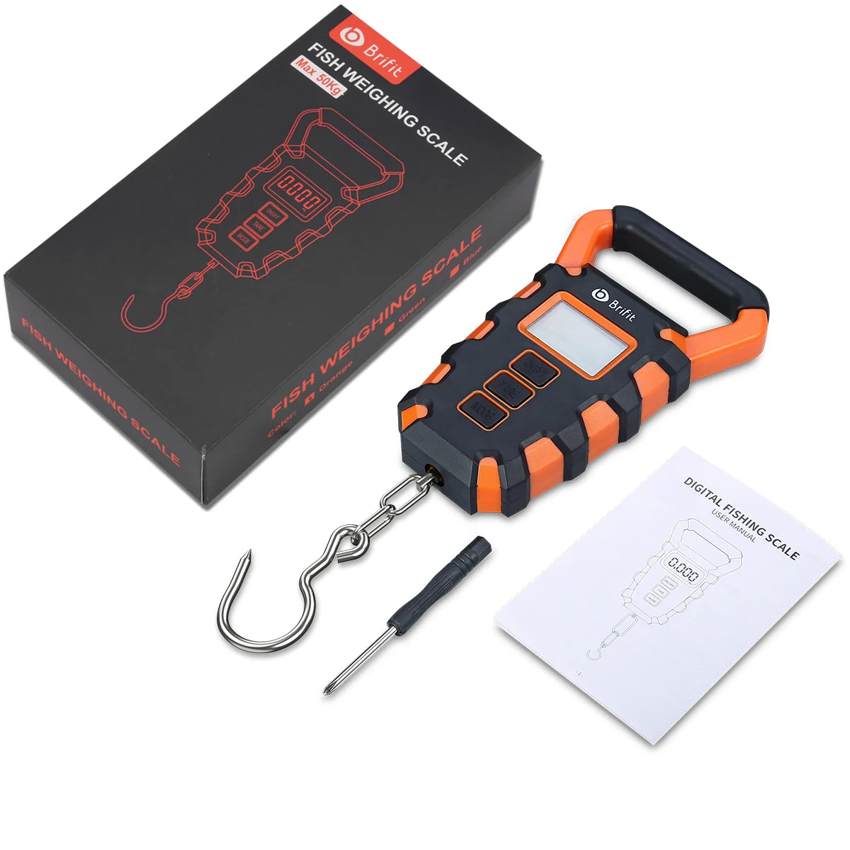 50KG Digital Fishing Scale with Ruler, Portable Luggage Weighing Scale, LCD