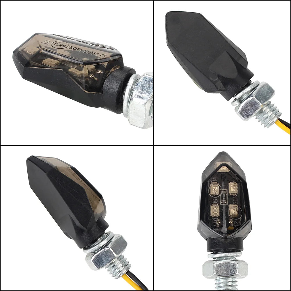 LED Turn Signal Lights 2pcs Amber Motorcycle Mini Indicators Blinker 12V Universal