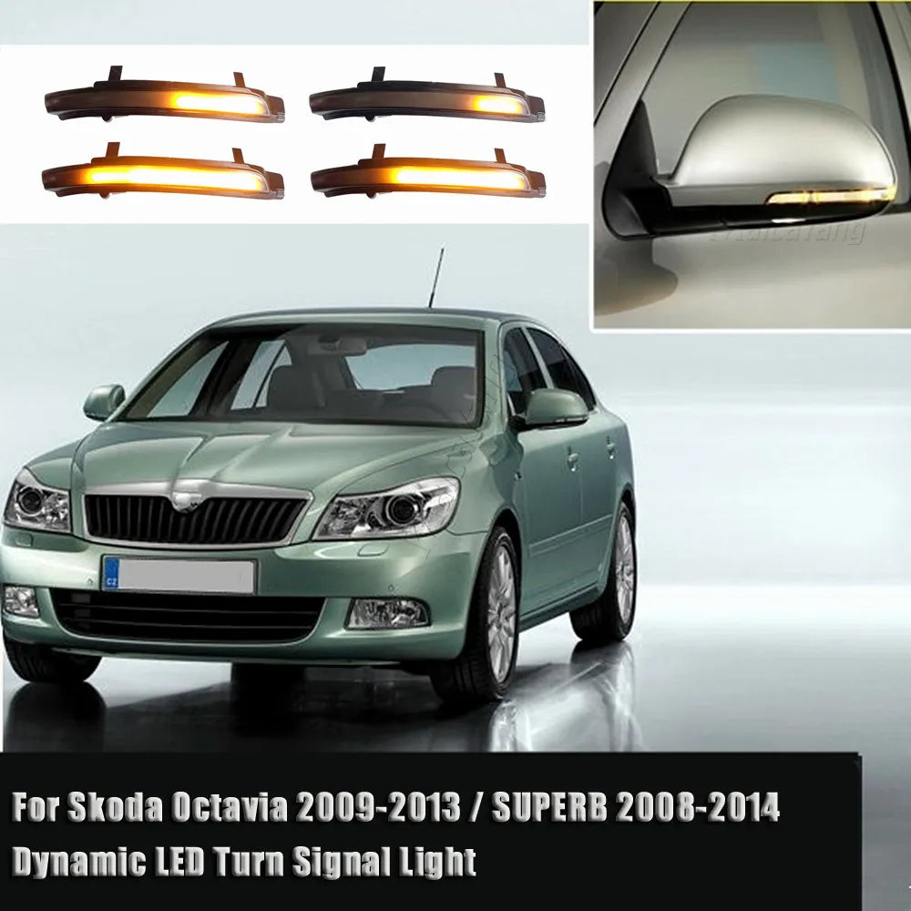 Dynamic LED Turn Signal Blinker Mirror Flasher for Skoda Octavia Superb 2008-2014