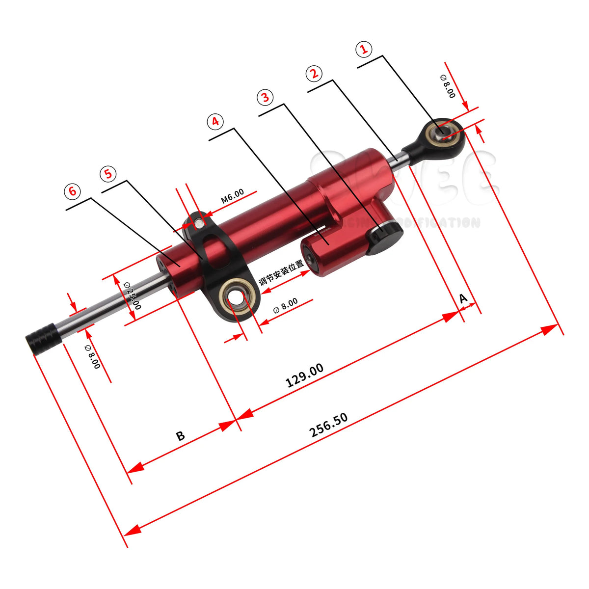 Universal Adjustable Motorcycle Steering Damper 256mm Yamaha Honda Suzuki Kawasaki