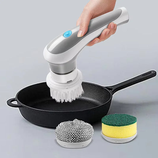 3-in-1 Electric Cleaning Brush - Rotating Sponge & Wire Brush, USB Rechargeable