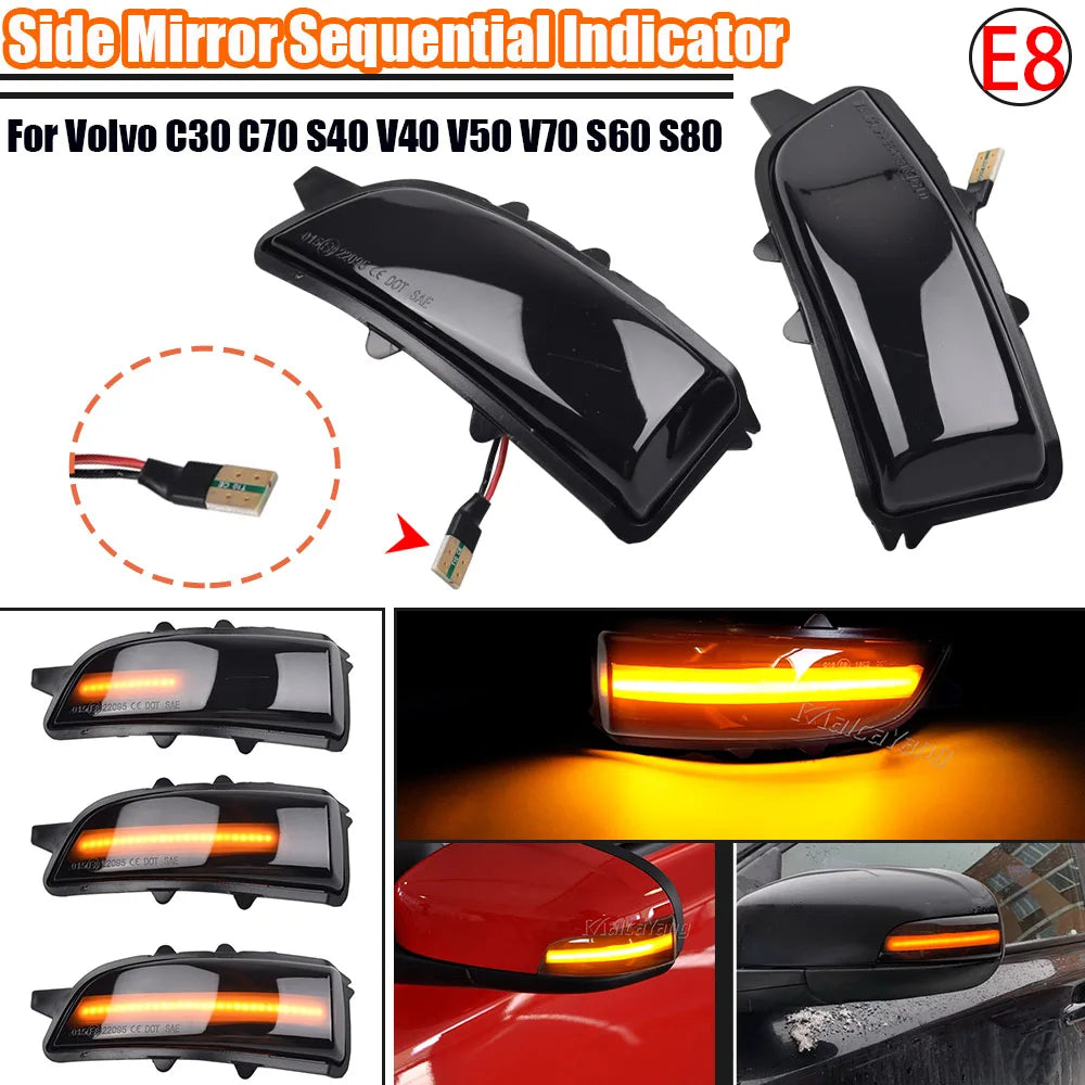 Pair of LED Turn Signal Indicator Lights for Volvo S40 S60 S80 C30 C70 V50 V70
