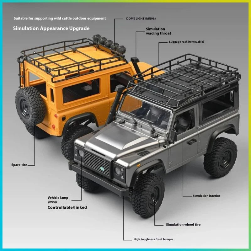 MN99S/MN98 1:12 4WD RC Defender 2.4G RTR Rock Crawler Truck 80m Range 40min