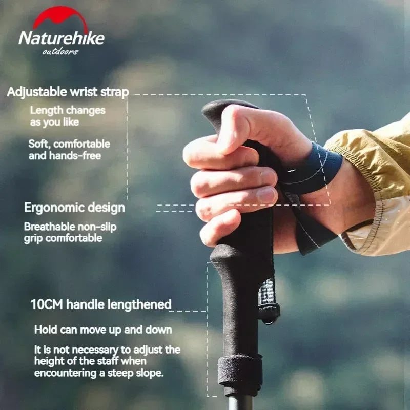 Folding Trekking Pole 5-Section Carbon Aluminium Ultralight Hiking Stick x1