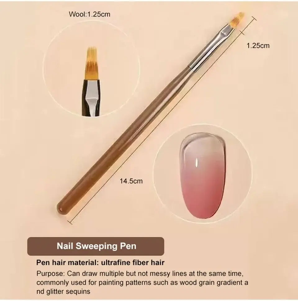 9PC UV Gel Nail Brush Set - Acrylic Brush, Liner, DIY Painting, Nail Art Design