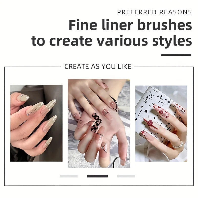 5PC Nail Art Liner Brushes Set - Metal Handle, Acrylic UV Gel Paint DIY Manicure