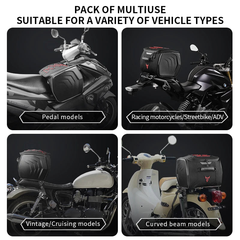 Motocentric Waterproof Motorcycle Helmet Bag Rider Backpack 25L Rear Seat Bag