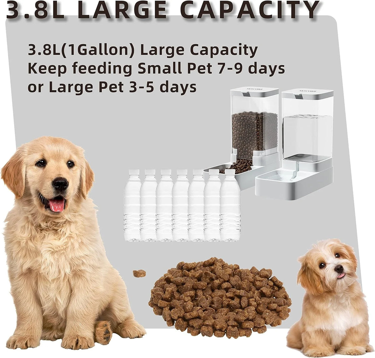 Automatic Cat & Dog Feeder Water Dispenser Gravity Pet Food Storage 3.3L / 3.8L