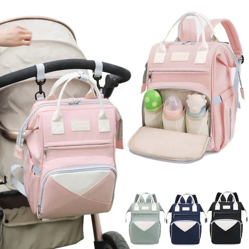 Large Capacity Mummy Diaper Bag Backpack - Waterproof, Stroller Hanging Bag