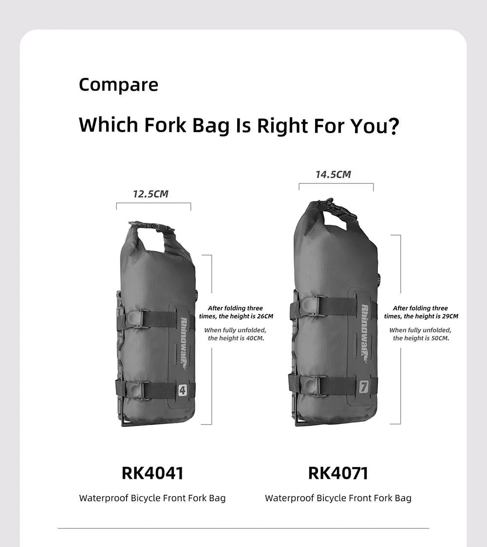 Rhinowalk 4L/7L Waterproof Bike Fork Bag Cage Mount Front Rack MTB RoadTour