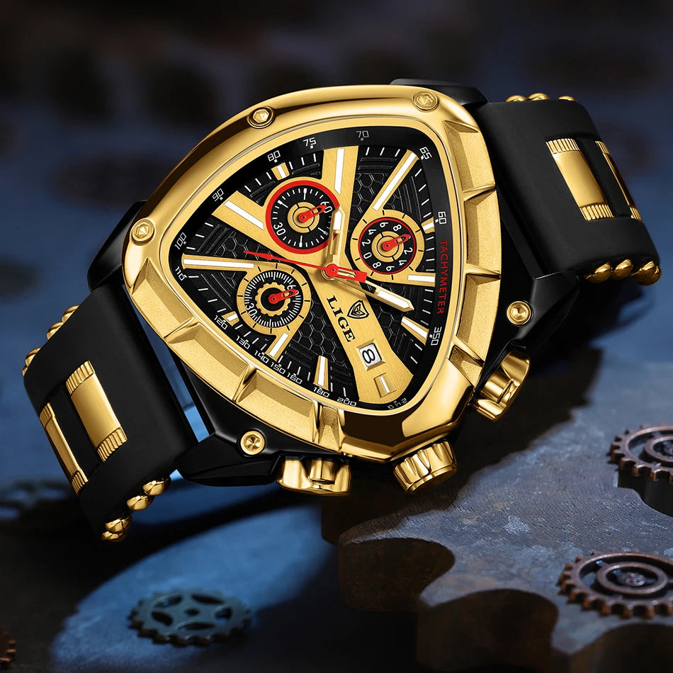 LIGE Original Luxury Men's Watch with Box choice of finish, Perfect Gift
