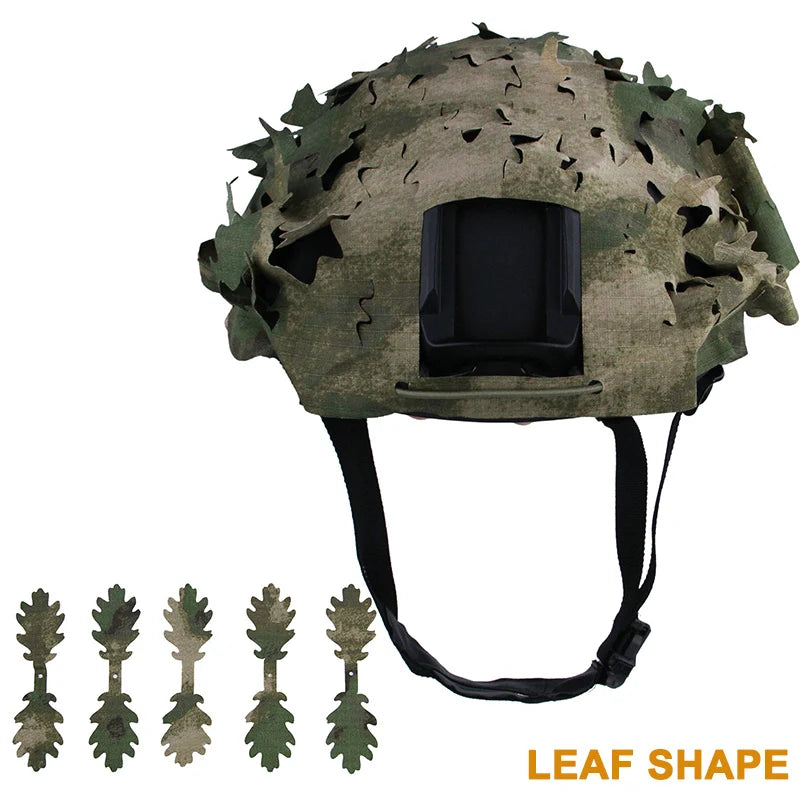 3D Camo Airsoft Helmet Cover – Laser Cut Leaf Shape or Mesh, Paintball Tactical