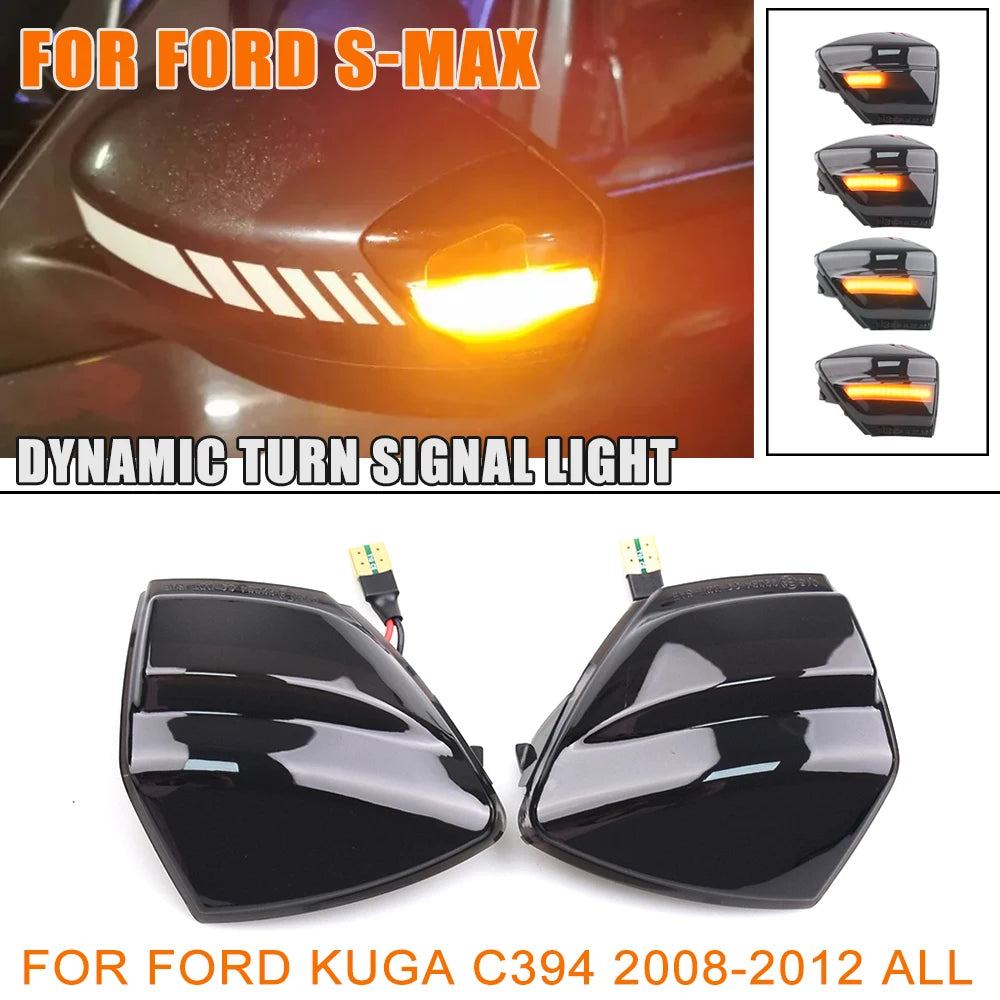 Dynamic LED Side Mirror Turn Signal Light for Ford S-Max 07-14 Kuga C394 08-12
