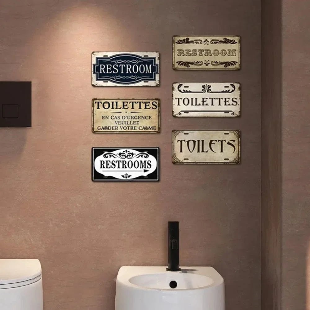 Vintage style Restroom Metal Sign Plaque Plate for Bar, Club, Toilet, Bathroom