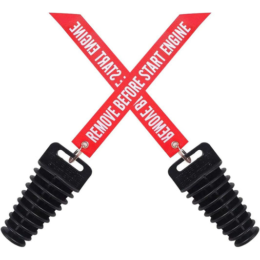 1.07" - 1.85" Exhaust Pipe Plug Motorcycle Silencer Wash Plug with Red Streamer