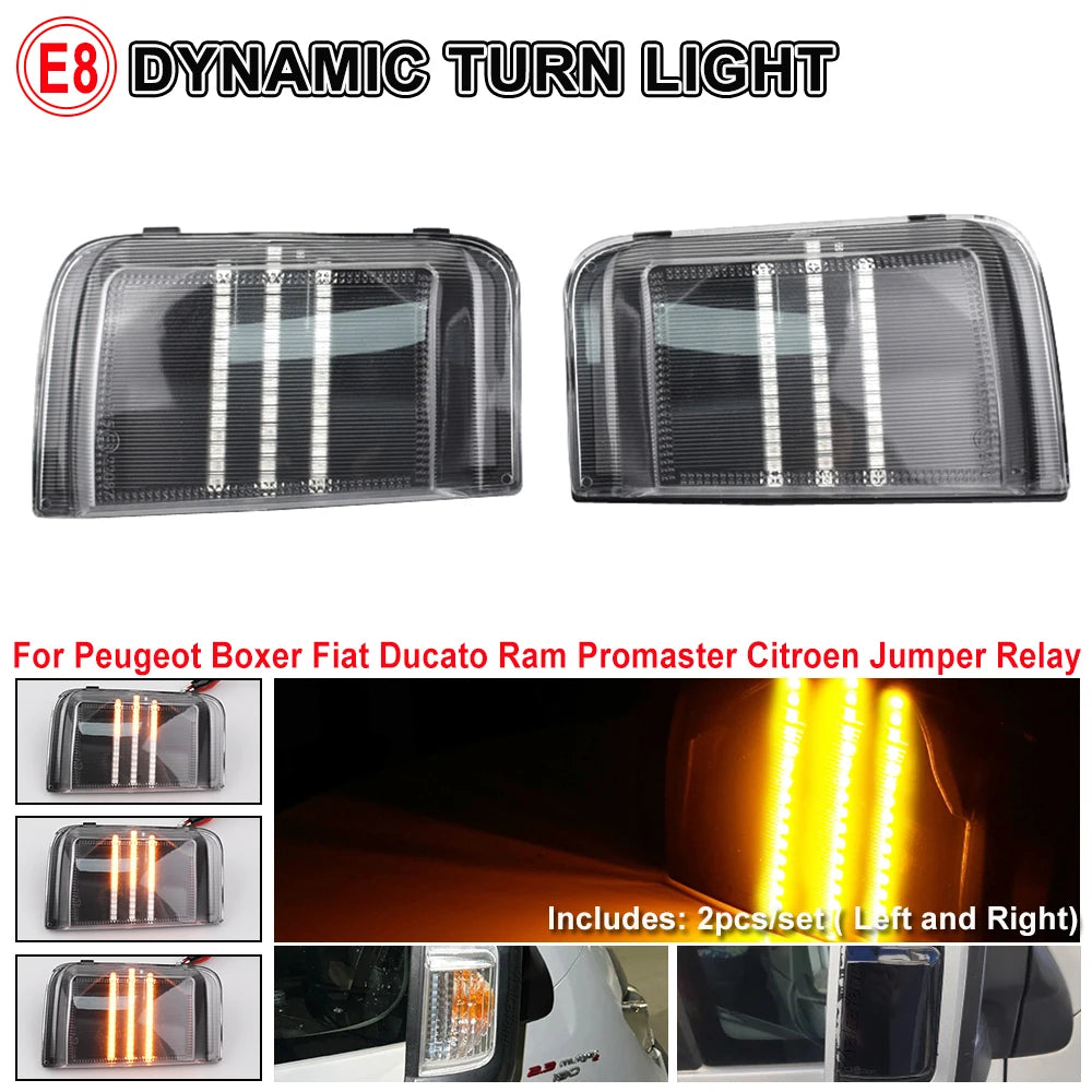 2pcs LED Dynamic Turn Signal Mirror Light For Peugeot Boxer Fiat Ducato Jumper