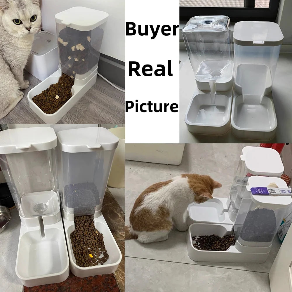 Automatic Cat & Dog Feeder Water Dispenser Gravity Pet Food Storage 3.3L / 3.8L