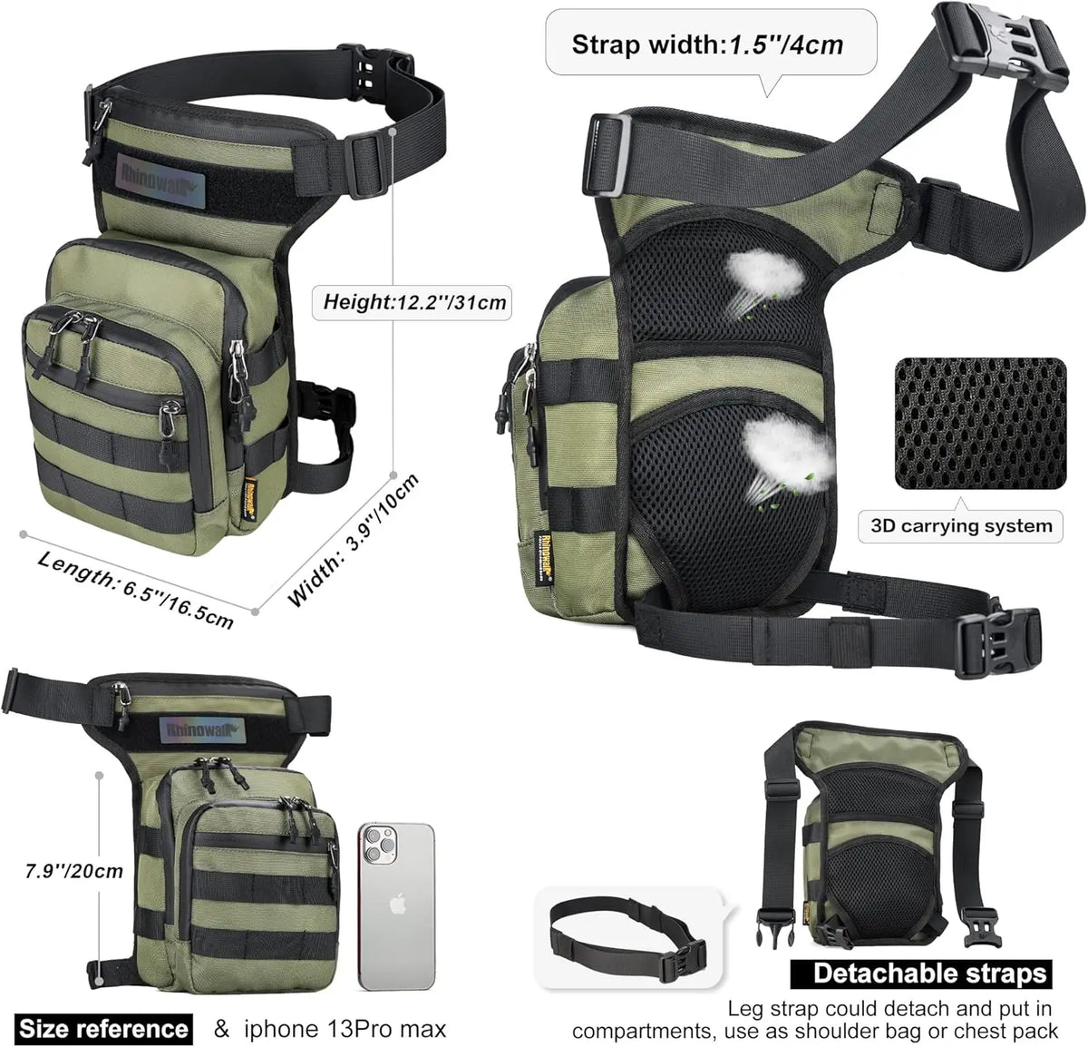 Motorcycle Leg Drop Bag Waterproof Thigh Hip Pouch Tactical Travel Pack waist