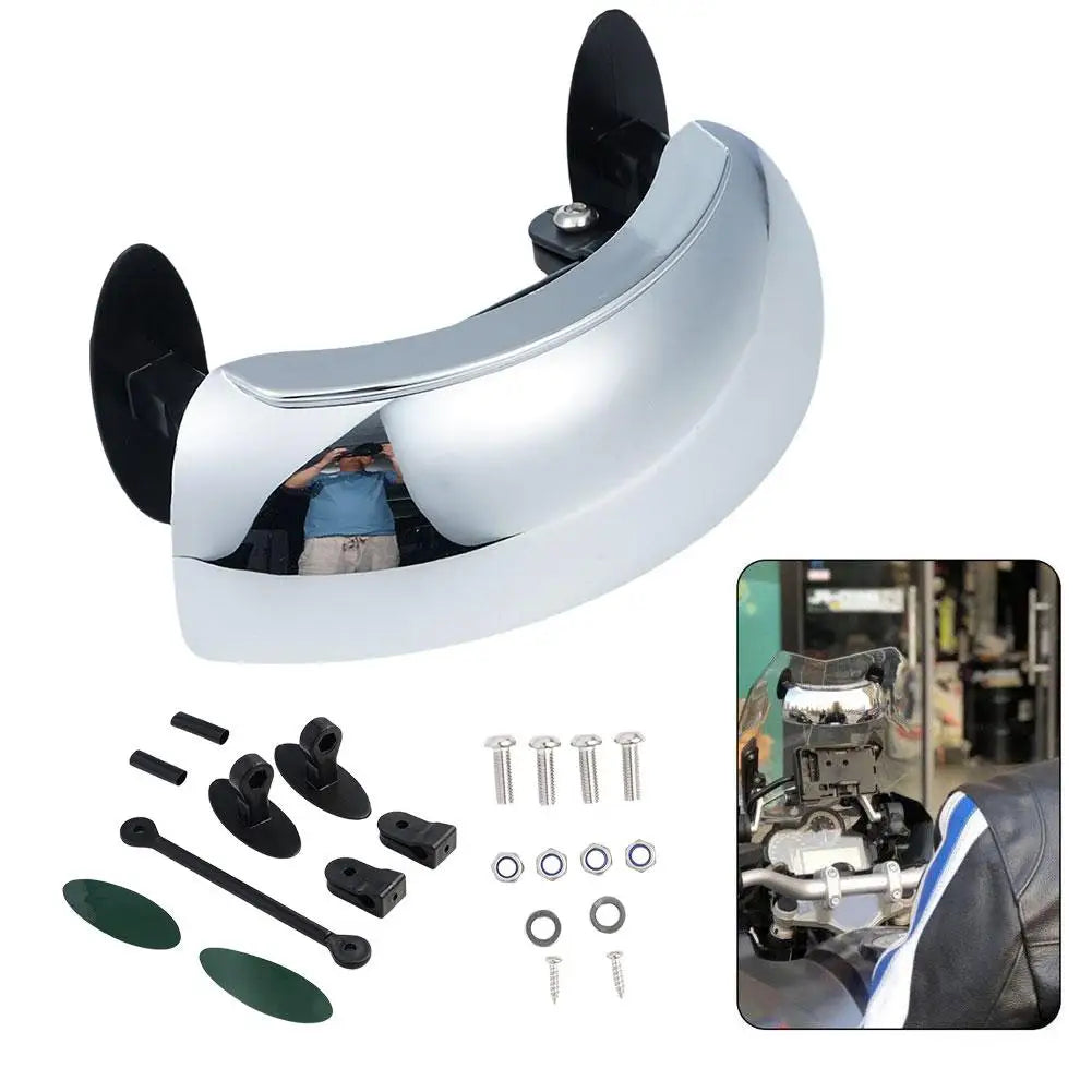 Motorcycle 180° Blind Spot Mirror Wide Angle Rearview Windscreen Touring Safety